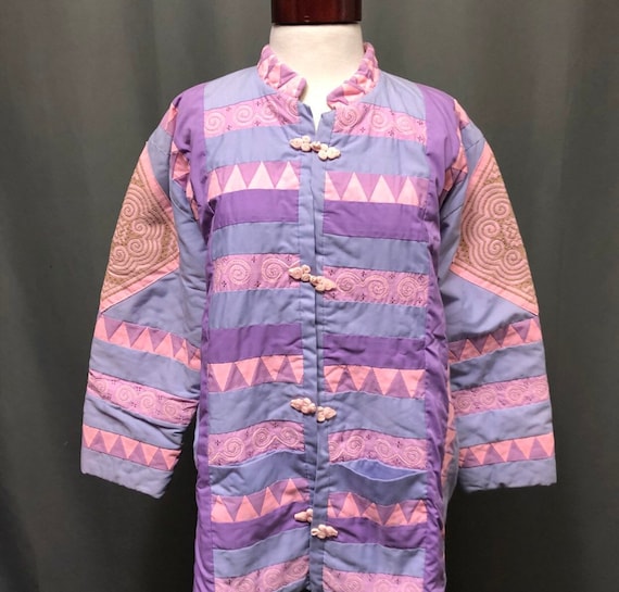 Vintage patchwork quilted jacket. Handmade quilt c