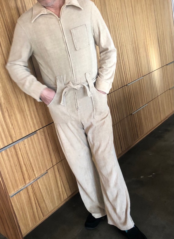 Vintage terry cloth mens 70s jumpsuit 60s overalls