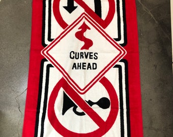Vintage 1990s “curves ahead” beach towel NOS vintage swimwear