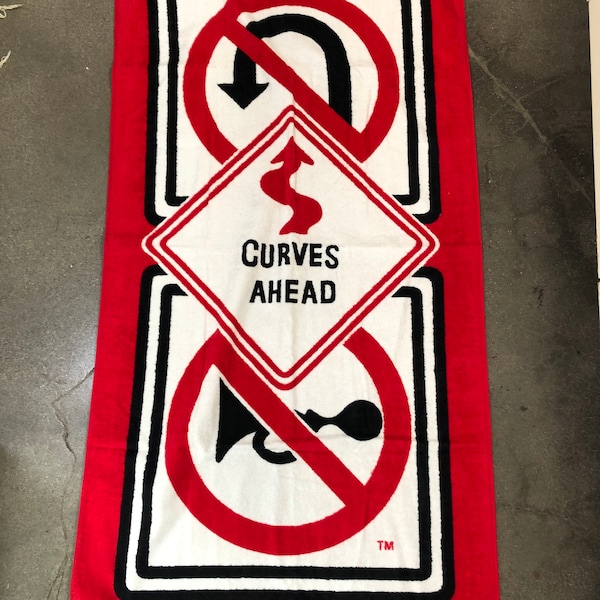 Vintage 1990s “curves ahead” beach towel NOS vintage swimwear