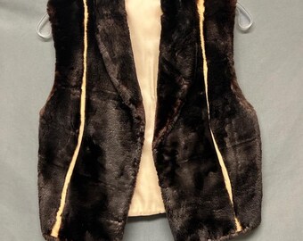 Vintage sheared beaver n suede vest fur vest boho top festival wear