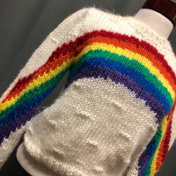 Vintage knit rainbow sweater 80s fashion 90s Handm