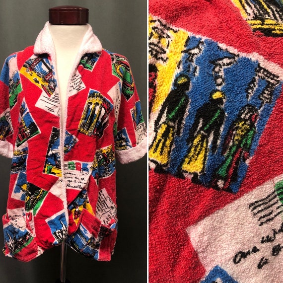 Vintage Terrycloth shirt 70s 80s swimsuit coverup