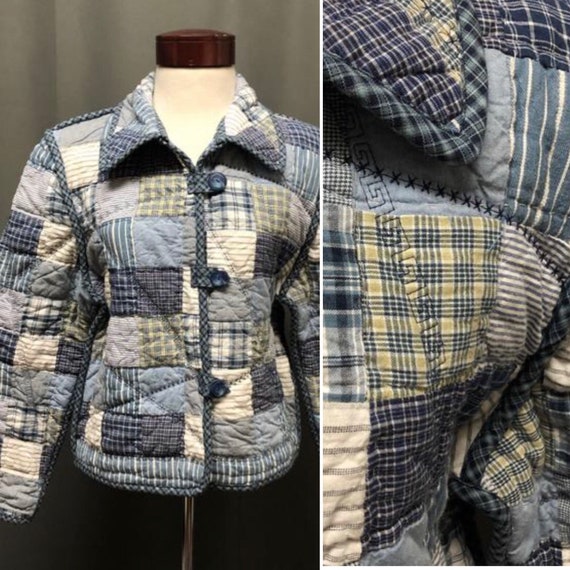 Vintage patchwork jacket quilt coat 70s quilted ja