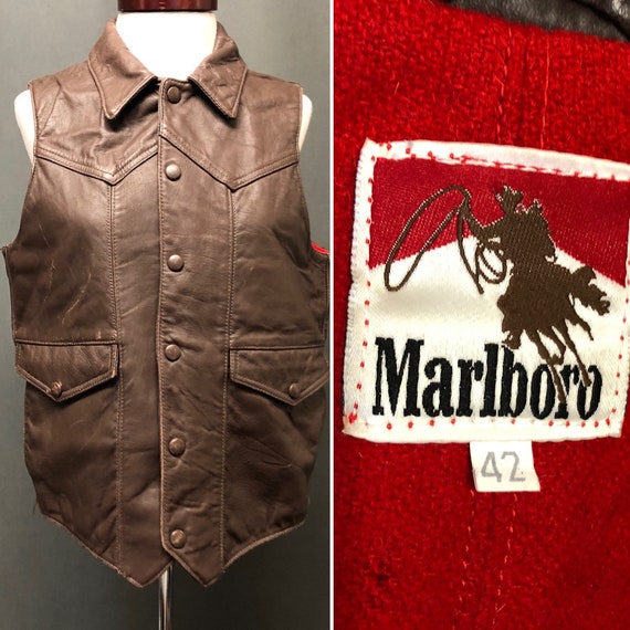 Vintage Marlboro leather vest 80s leather vest Mar