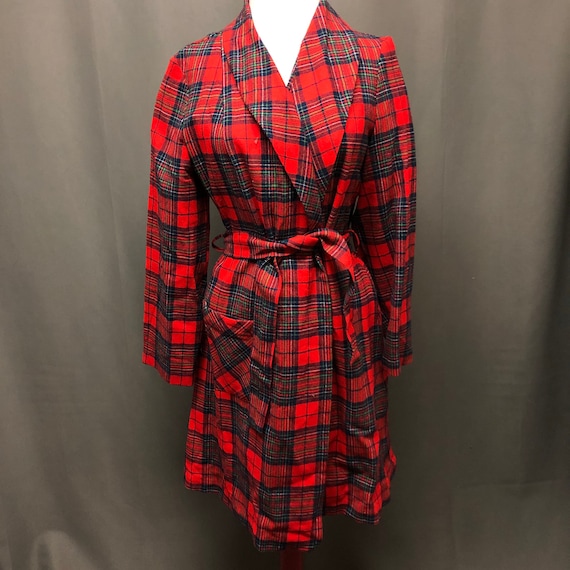 Vintage plaid Pendleton robe 70s tartan pajamas