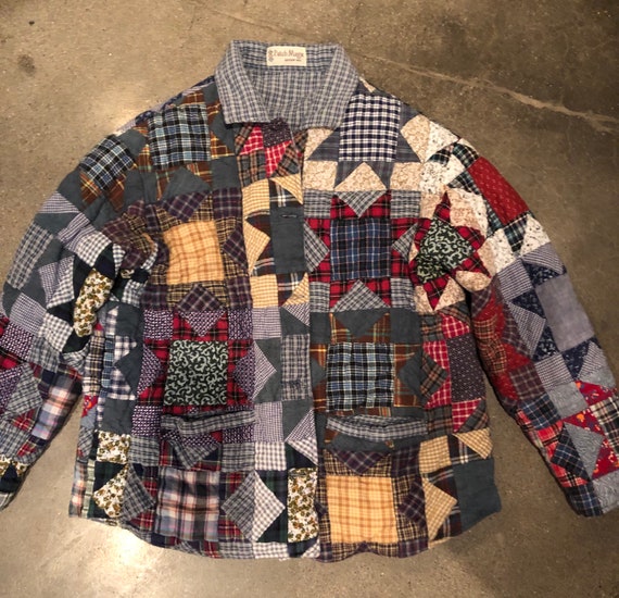 Available! Vintage patchwork quilt coat chore coat