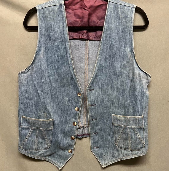 Vintage LEE denim vest western vest boho 70s denim - image 1