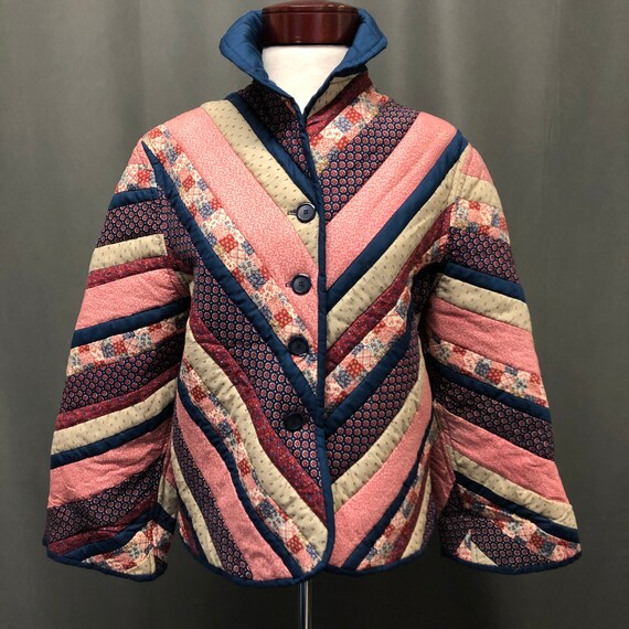 Vintage patchwork quilt coat floral polka dotted q