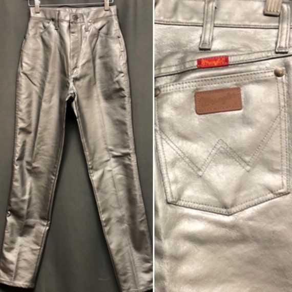 Rare wranglers 70s jeans silver Waxed Denim high w