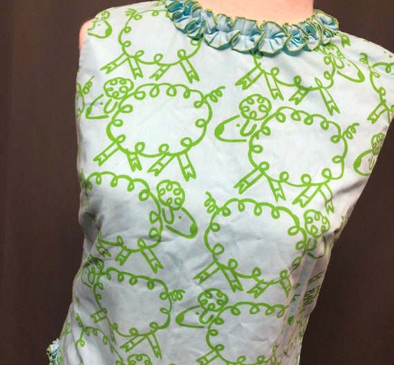 Vintage 60s Vested Gentress printed dress Sheep an