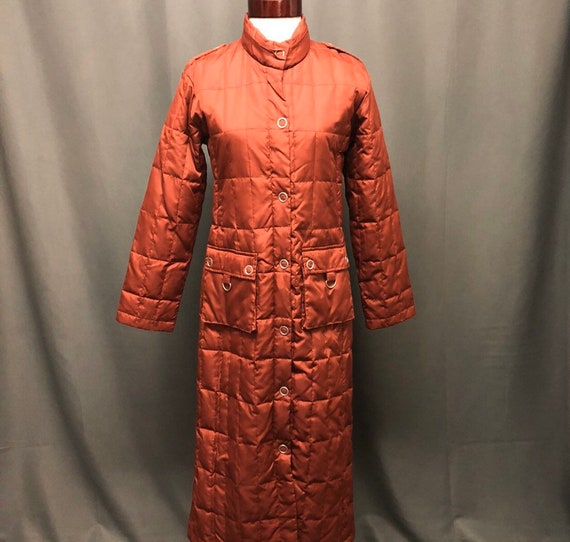 Puffer quilted jacket long 80s style trench coat