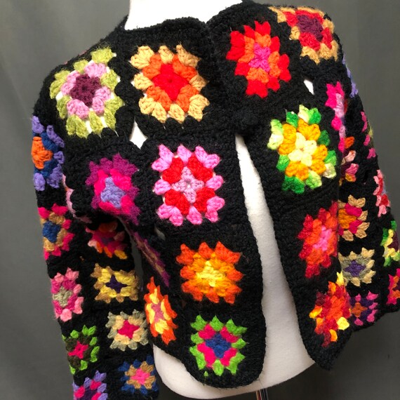 Vintage granny square cropped handmade cardigan sw