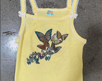 Vintage 70s Roach tank top hippie top  butterfly shirt