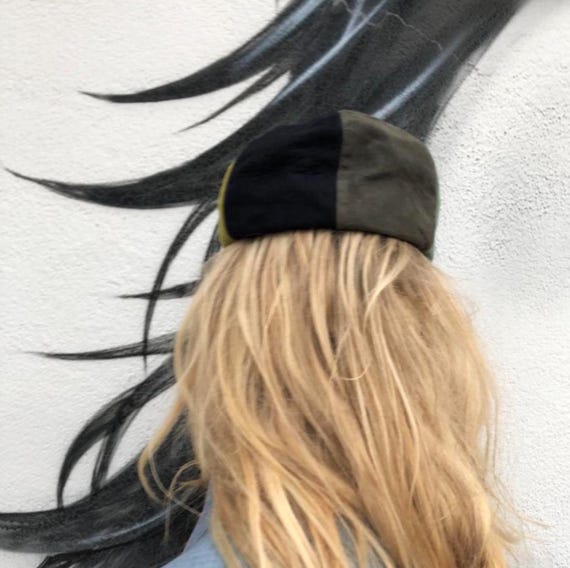 vintage mod hat patchwork leather hat - image 4