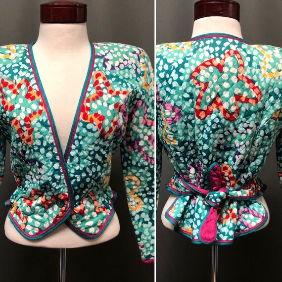 Vintage 80s designer Jeanne Marc quilted polkadot