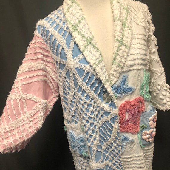 Vintage chenille robe quilted patchwork jacket 195