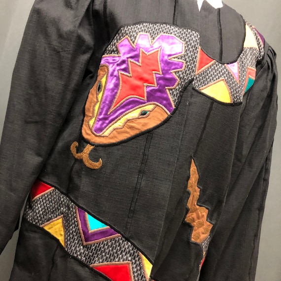 Vintage patchwork jacket snake design 80s blazer - image 4