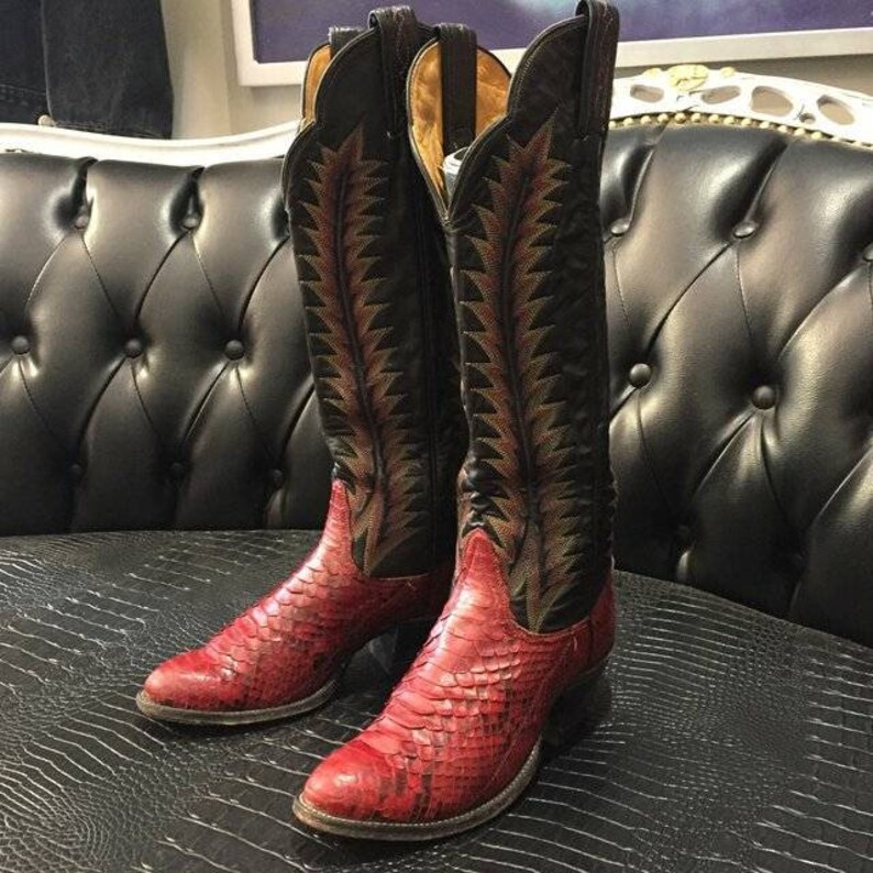 red snakeskin cowboy boots