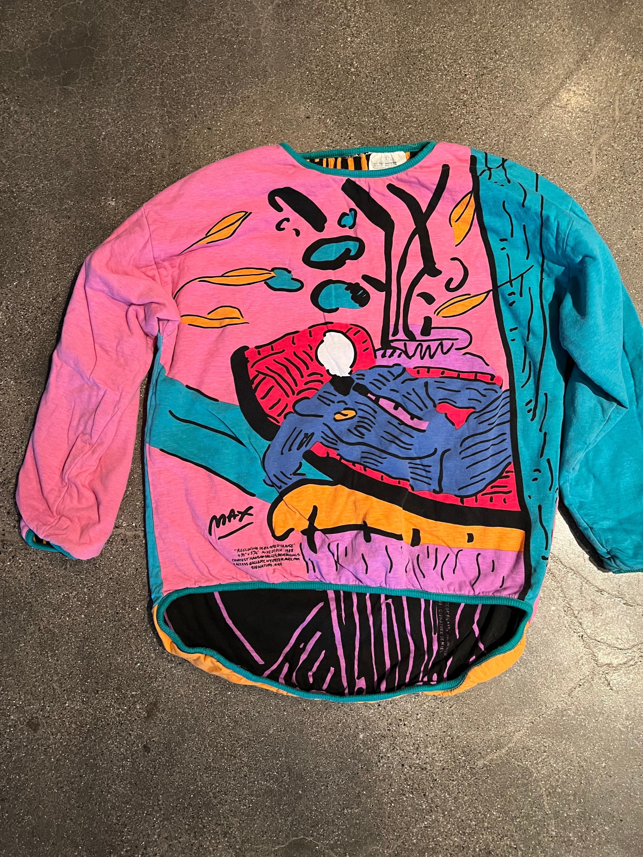 Rare Vintage 1980s Reversible Printed Peter Max Sweatshirt 80s 