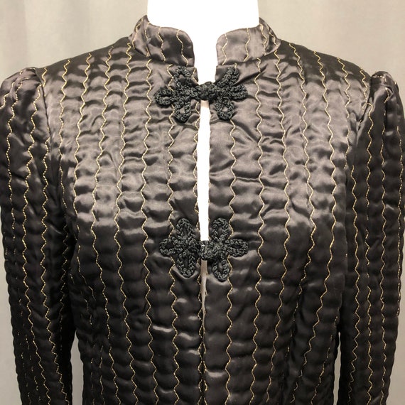 Vintage quilted black and gold blazer black satin