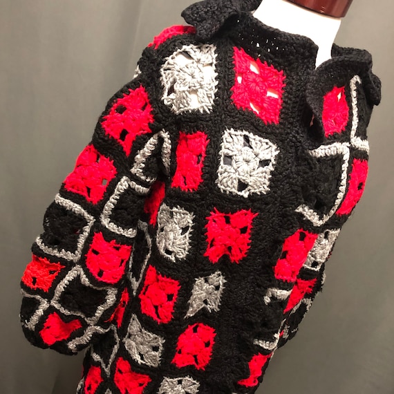 Vintage granny square cardigan handmade 80s knit 7