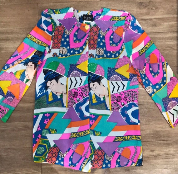 Diane freis silk 80s pop art abstract blazer