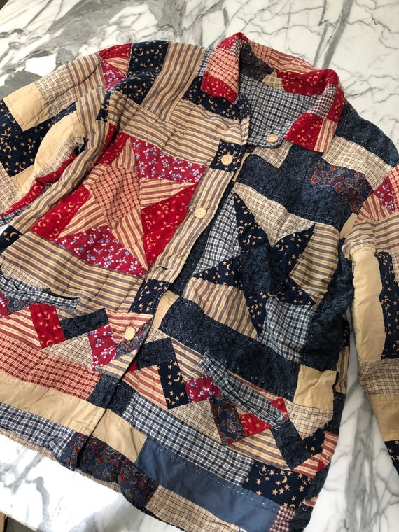 Vintage Patchwork quilt jacket star plaid pattern