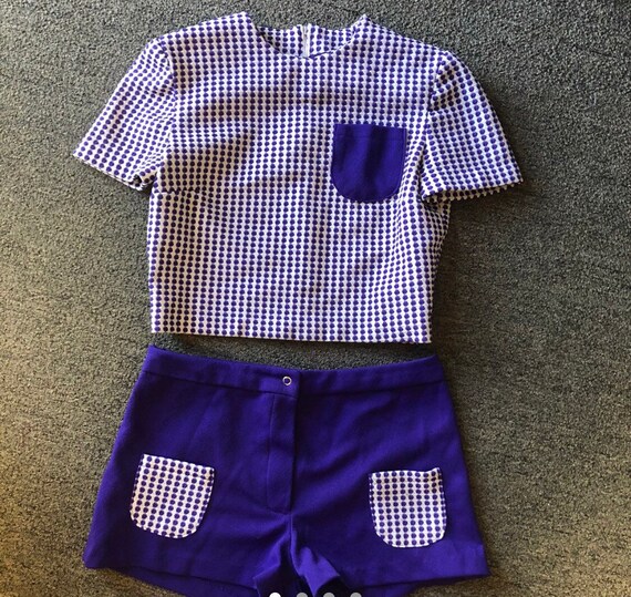 Vintage mod 60s 2 piece shorts n top