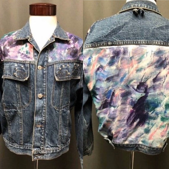 Vintage hand painted denim jacket 80s/90s