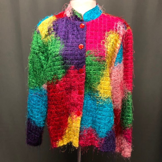 Vintage colorblock blazer 80s modern abstract patt