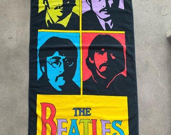 Vintage Beatles beach towel,1980s printed towel 80s beach towel