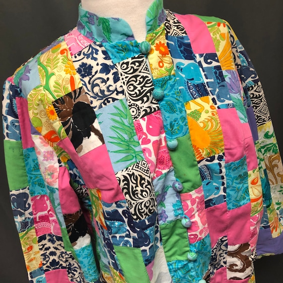 Vintage quilt patchwork jacket 70s quilted coat bl
