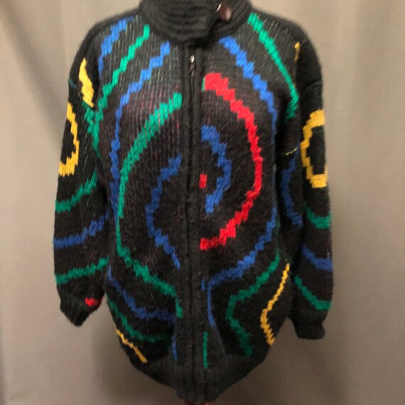 Vintage 80s pop art oversized cardigan sweater coa