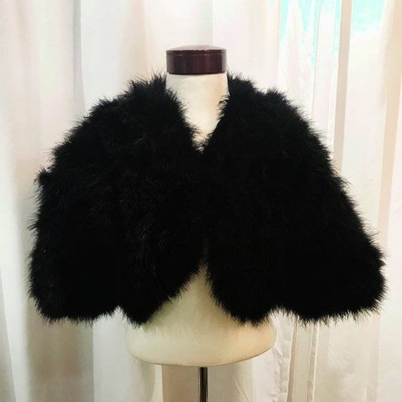 Vintage Marabou feather cropped evening 70s style