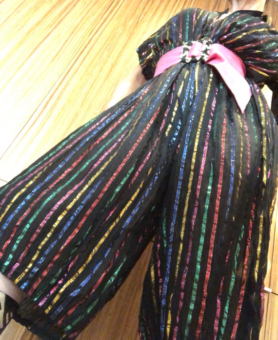 Fabulous Indian gauze metallic rainbow striped 70s