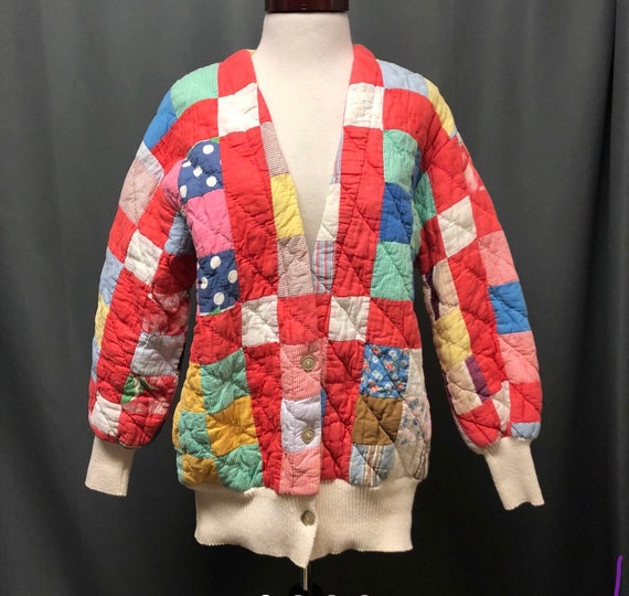 vintage 1940s Patchwork Crazy Quilt Coat Robe