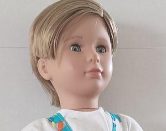 18" Boy Doll Airplane Overalls Set, Cleared for Takeoff, Handmade Outfit with T-Shirt & Sneakers, Fits American Girl  Or Boy Doll