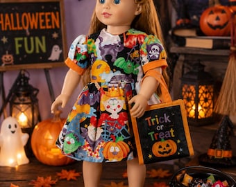 Spooky Sweetheart Halloween Dress and Sandals for 18-Inch Dolls, Fits American Girl, Our Generation, My Life Dolls, Cute Not Spooky