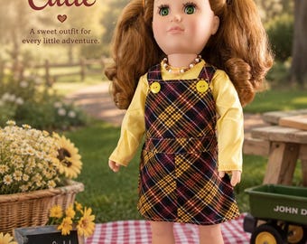 18 Inch Doll Fall Dress, Plaited Jumper, Thanksgiving Outfit, Handmade Mary Jane Shoes, Fits American Girl, Happy Harvest Collection