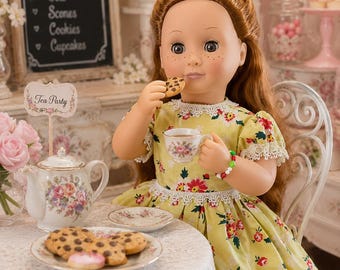 18 inch Doll Outfit, Buttercup Blossom from the Garden Party Collection, Handmade sandals and bracelet