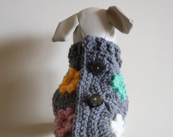 Knitted Small Dog Sweater -- Pup Garden (Gray)