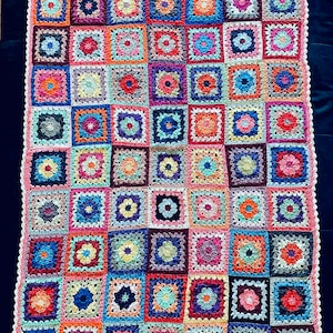 Large Knitted Blanket / Throw — Vibrant Garden