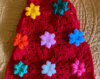Knitted Dog Sweater -- Pup Garden - SMALL (Red)