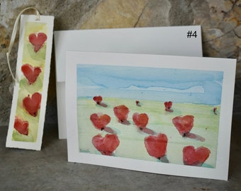 Growing Hearts original art cards with bookmarks
