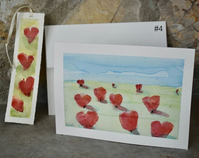 Growing Hearts original art cards with bookmarks