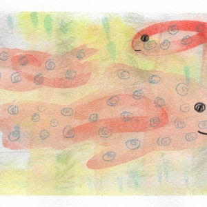 Polka Dot Fische handgemalte Grußkarten, jede ein kleines Originalgemälde. Süßes lustiges Lächeln und hin und her schwimmende Augen. Ein lustiges Geschenk :)