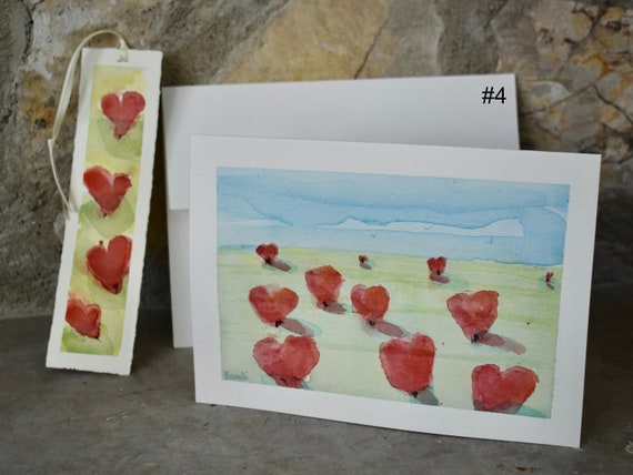Growing Hearts original art cards with bookmarks