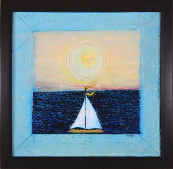 Circle, sailboat painting