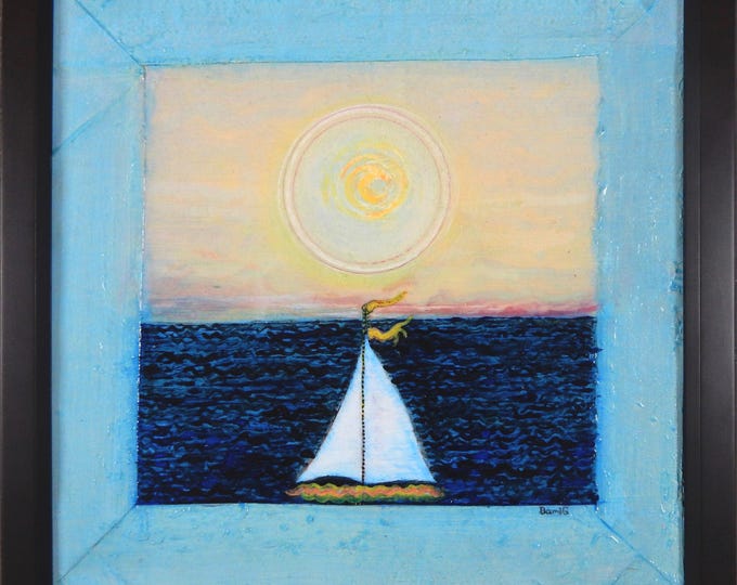 Circle, sailboat painting